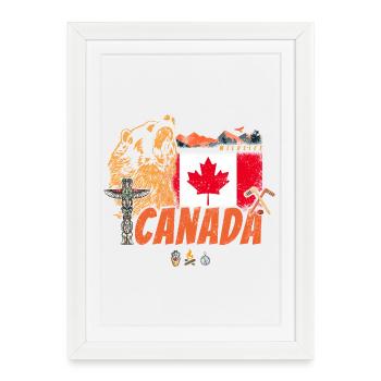 Canada Vintage Flag and Grizzly Bear Souvenir - Framed poster (27 × 37 cm) - white - Front