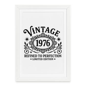 Vintage 1976 Refined To Perfection Geburtstag - Gerahmtes Poster (27 × 37 cm) - Weiß - Vorne
