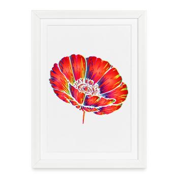 Pop Art néon Pop Art Décor Fleur Couleur - Affiche encadrée (27 × 37 cm) - blanc - Devant
