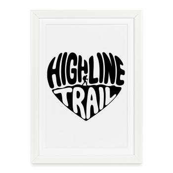 Highline_Trail_Herz_zweiteilig_schwarz - Affiche encadrée (27 × 37 cm) - blanc - Devant