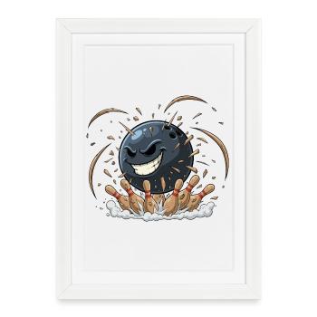 Ball Ball Bowling Chaos - Framed poster (27 × 37 cm) - white - Front