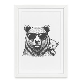 Le père de l’ours avec le bébé - Affiche encadrée (27 × 37 cm) - blanc - Devant