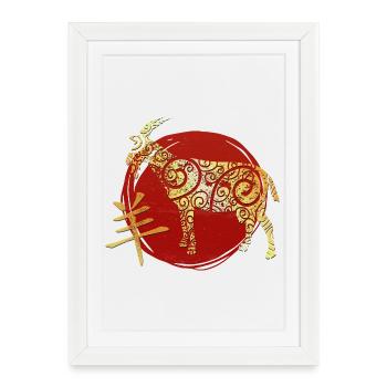 Horoscope du zodiaque chinois de la chèvre - Affiche encadrée (27 × 37 cm) - blanc - Devant