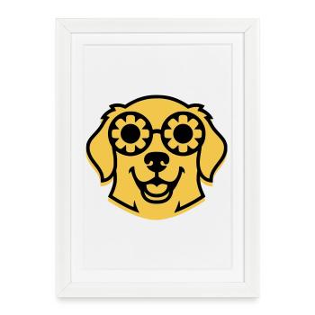 Cool Retriever Lunettes Hippie - Affiche encadrée (27 × 37 cm) - blanc - Devant