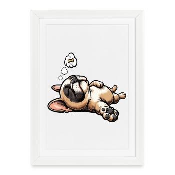 Bouledogue français Frenchie Propriétaire de Frenchie - Affiche encadrée (27 × 37 cm) - blanc - Devant
