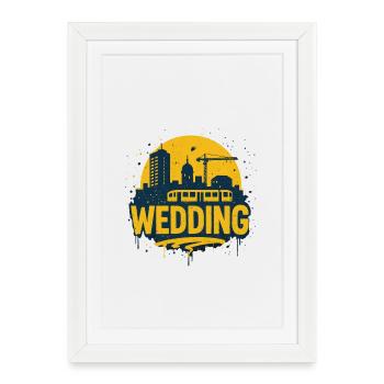 Graffiti de mariage berlinois « Skyline » - Streetwear urbain - Affiche encadrée (27 × 37 cm) - blanc - Devant