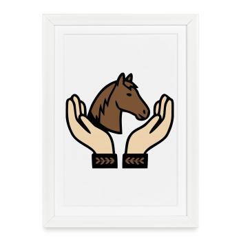 Hands Holding Horse Equestrian - Framed poster (27 × 37 cm) - white - Front
