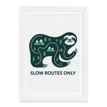 Routes lentes uniquement Éléphant - Affiche encadrée (27 × 37 cm) - blanc - Devant