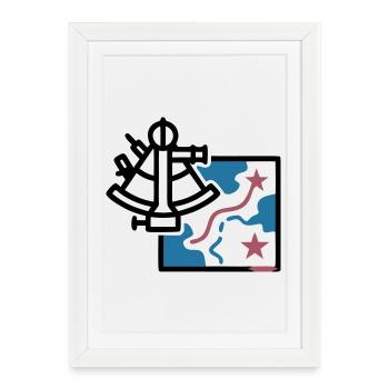 Sextant Navigation Map Vector - Framed poster (27 × 37 cm) - white - Front