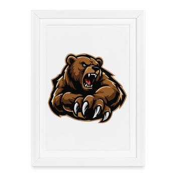 Angry Bear Claw Illustration - Framed poster (27 × 37 cm) - white - Front