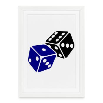 Blue Cube Minimal Design - Framed poster (27 × 37 cm) - white - Front