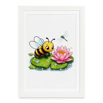 bee honey beekeeper honeycomb flowers meadow insect - Framed poster (27 × 37 cm) - white - Front