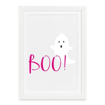 Boo – Drôle de design de fantôme pour Halloween - Affiche encadrée (27 × 37 cm) - blanc - Devant