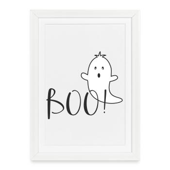 Boo – Drôle de design de fantôme pour Halloween - Affiche encadrée (27 × 37 cm) - blanc - Devant