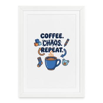 Chaos du café : Répétition - Affiche encadrée (27 × 37 cm) - blanc - Devant
