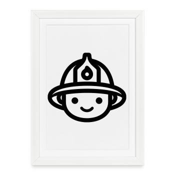 pompier - Affiche encadrée (27 × 37 cm) - blanc - Devant