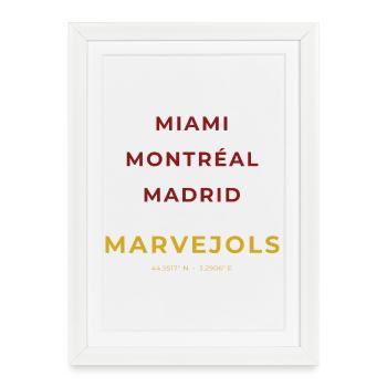 Marvejols Lozère - Miami - Montréal - Madrid - Affiche encadrée (27 × 37 cm) - blanc - Devant