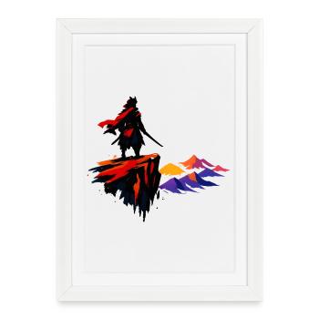Neon fire mountains on the abyss - Framed poster (27 × 37 cm) - white - Front