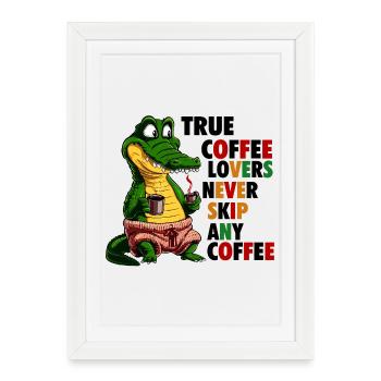 Coffee Lover Alligator - Framed poster (27 × 37 cm) - white - Front
