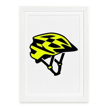 Silhouette du casque de vélo VTT - Affiche encadrée (27 × 37 cm) - blanc - Devant