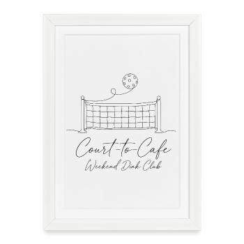 Pickleball Line Art Shirt – Minimalist Court-to-Ca - Framed poster (27 × 37 cm) - white - Front
