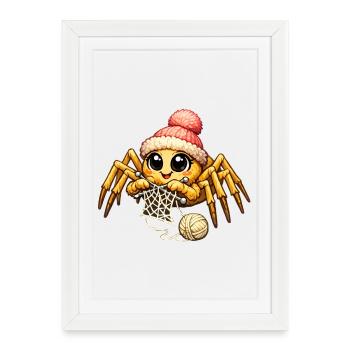 Spider Knitting - Framed poster (27 × 37 cm) - white - Front