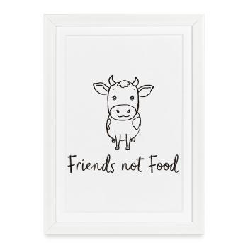Friends Not Food Cow Vegan Minimalist - Framed poster (27 × 37 cm) - white - Front