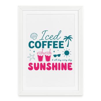 Iced Coffee & Sunshine: Summer Vibes - Framed poster (27 × 37 cm) - white - Front