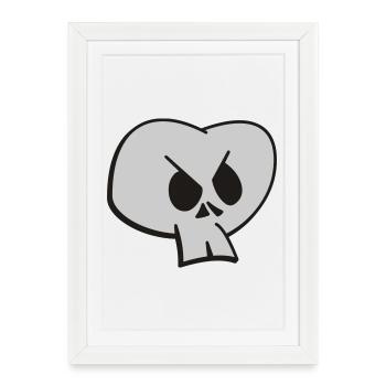 Crâne - Affiche encadrée (27 × 37 cm) - blanc - Devant