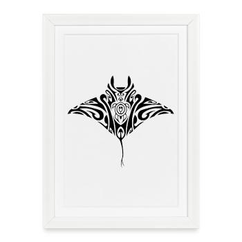 Raie manta-2-noir.png - Affiche encadrée (27 × 37 cm) - blanc - Devant