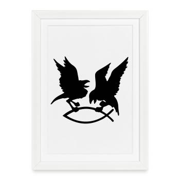 T-Shirt mit Odin's Raben auf den Ärmeln - Gerahmtes Poster (27 × 37 cm) - Weiß - Vorne