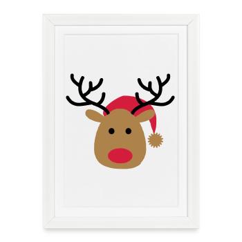 Funny design of a moose for Christmas - Framed poster (27 × 37 cm) - white - Front
