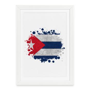 Cuba Blobs / Gift Havana Flag Caribbean - Framed poster (27 × 37 cm) - white - Front