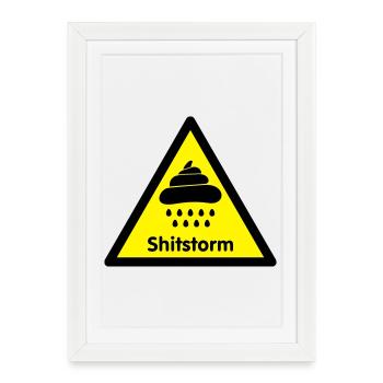 achtung merde tempête / flamewaer [2 color] - Affiche encadrée (27 × 37 cm) - blanc - Devant