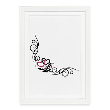 Two hearts with Tribal Tattoo ornament. - Framed poster (27 × 37 cm) - white - Front