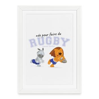 jouer au rugby comme tonton - Affiche encadrée (27 × 37 cm) - blanc - Devant