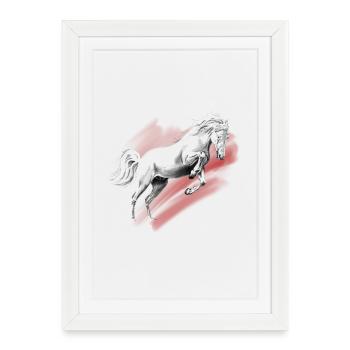 cheval - Affiche encadrée (27 × 37 cm) - blanc - Devant