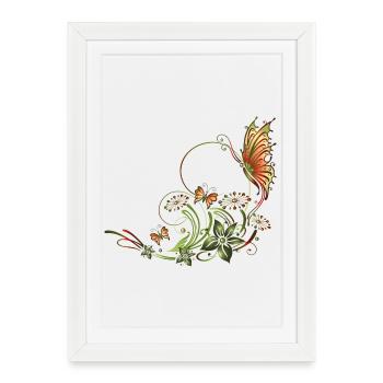 Schmetterlinge mit floralen Elementen - Affiche encadrée (27 × 37 cm) - blanc - Devant