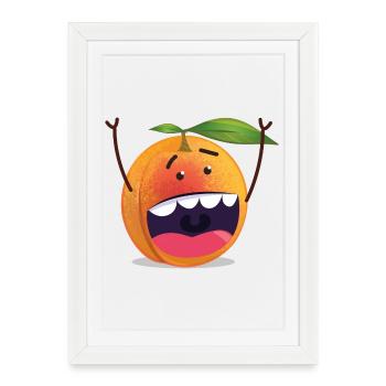Abricot frais | Dessin de bande dessinée - Affiche encadrée (27 × 37 cm) - blanc - Devant