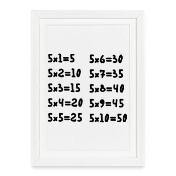 Multiplication tables of five - Framed poster (27 × 37 cm) - white - Front
