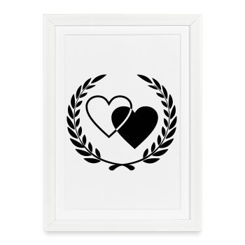 Two hearts with wreath - Framed poster (27 × 37 cm) - white - Front