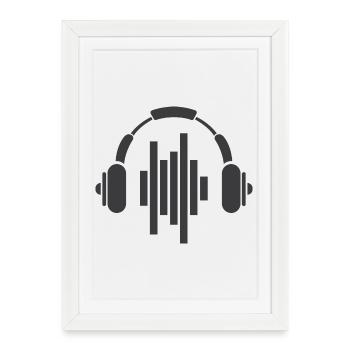 Icône d’écouteurs Icône de logo Beats Music Sound DNB - Affiche encadrée (27 × 37 cm) - blanc - Devant