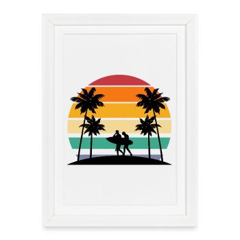surf, surfing, faire du surf - Affiche encadrée (27 × 37 cm) - blanc - Devant