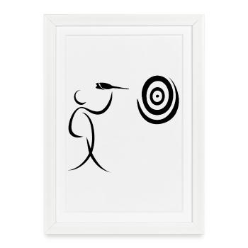 Minimalist darts dart player with dart and dart - Framed poster (27 × 37 cm) - white - Front