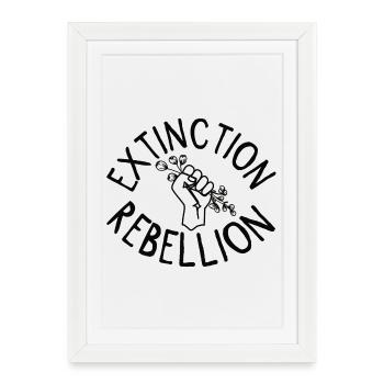 Extinction Rebellion Poing avec Bud - Affiche encadrée (27 × 37 cm) - blanc - Devant