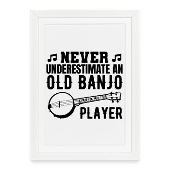 Grand-père Banjo - Affiche encadrée (27 × 37 cm) - blanc - Devant