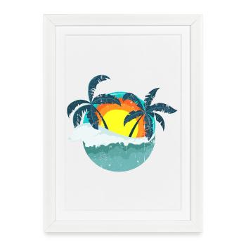 Tropical Sunset Palms Island - Framed poster (27 × 37 cm) - white - Front