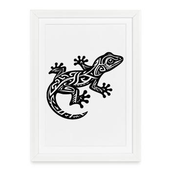 Lézard tribal - Affiche encadrée (27 × 37 cm) - blanc - Devant