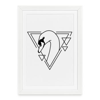 Swan in geometric design - Framed poster (27 × 37 cm) - white - Front