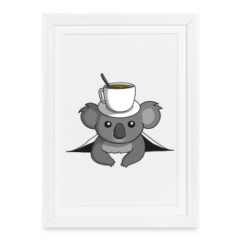 Café Koala - Affiche encadrée (27 × 37 cm) - blanc - Devant
